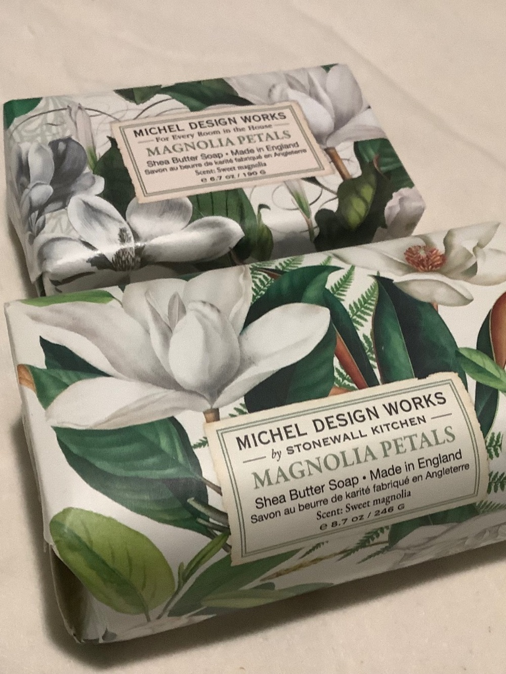 Michel Design Works Magnolia Petals Bar Soaps set of 2-NWT